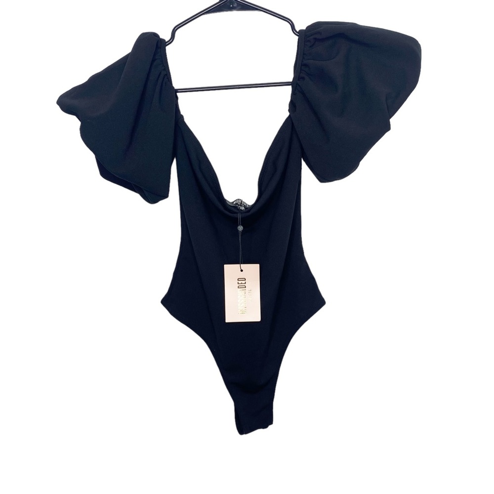 Missguided black puff sleeve bodysuit NWT d